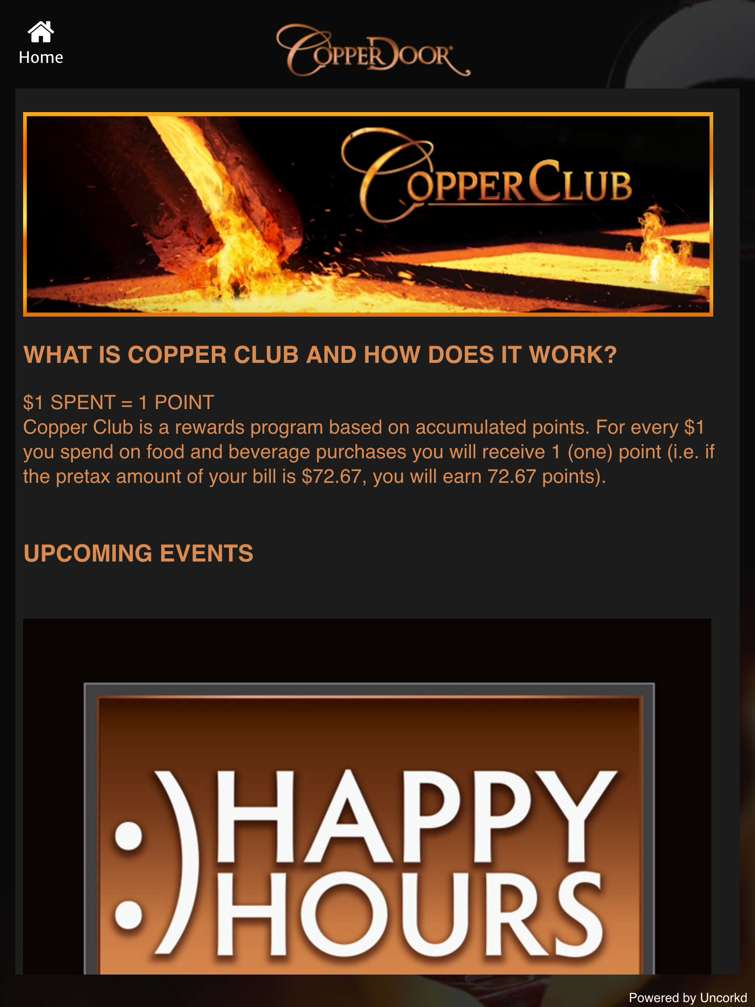 Info and events page example 1