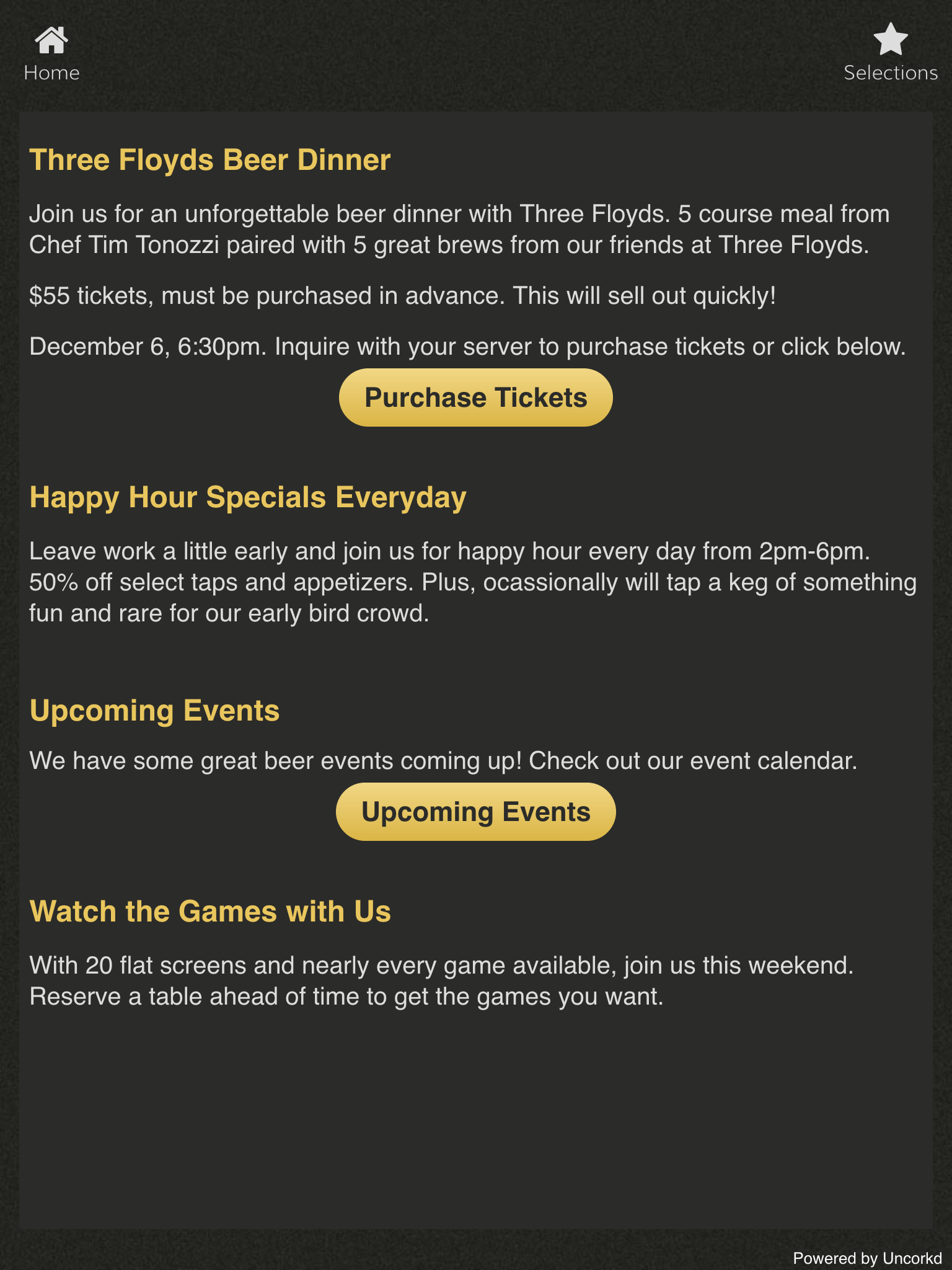 Info and events page example 4