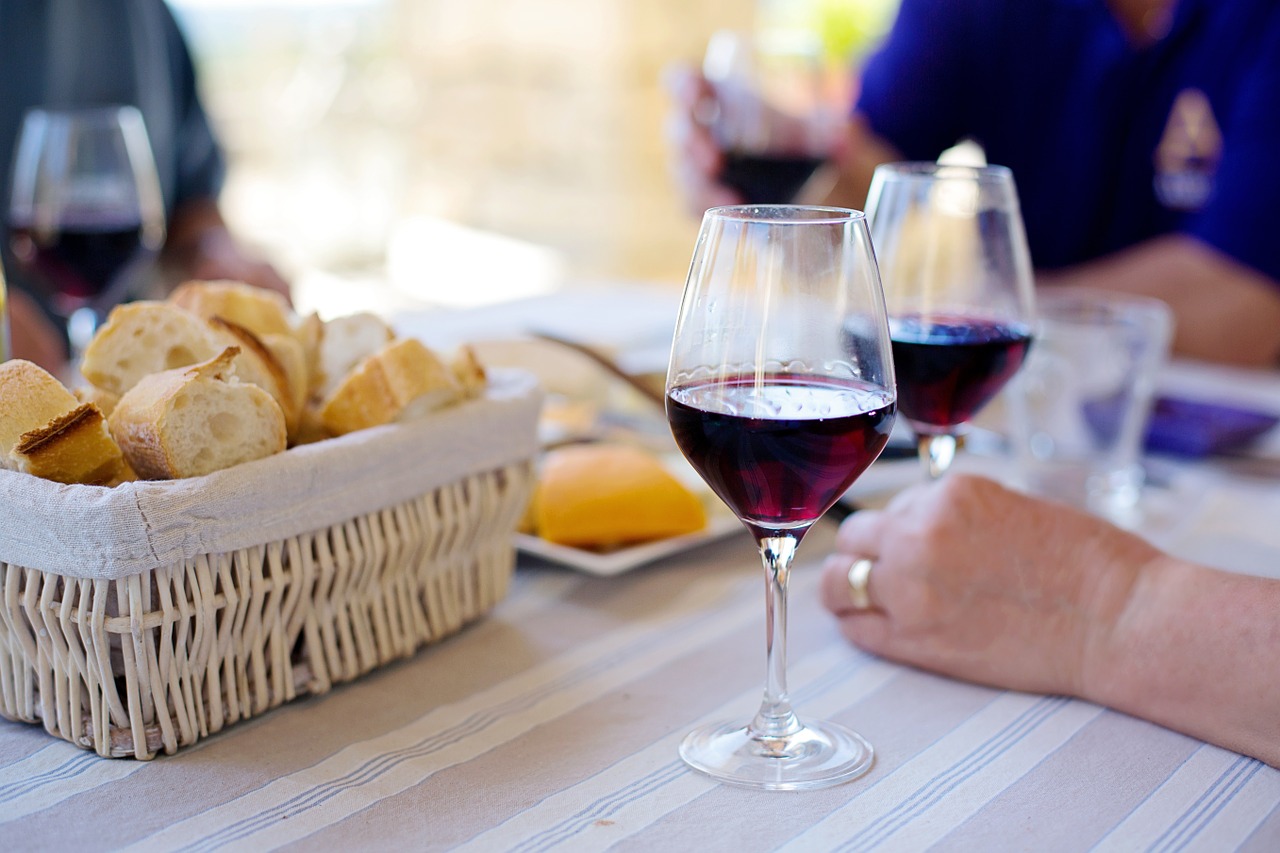 Image of Wine Glasses at Restaurant Table